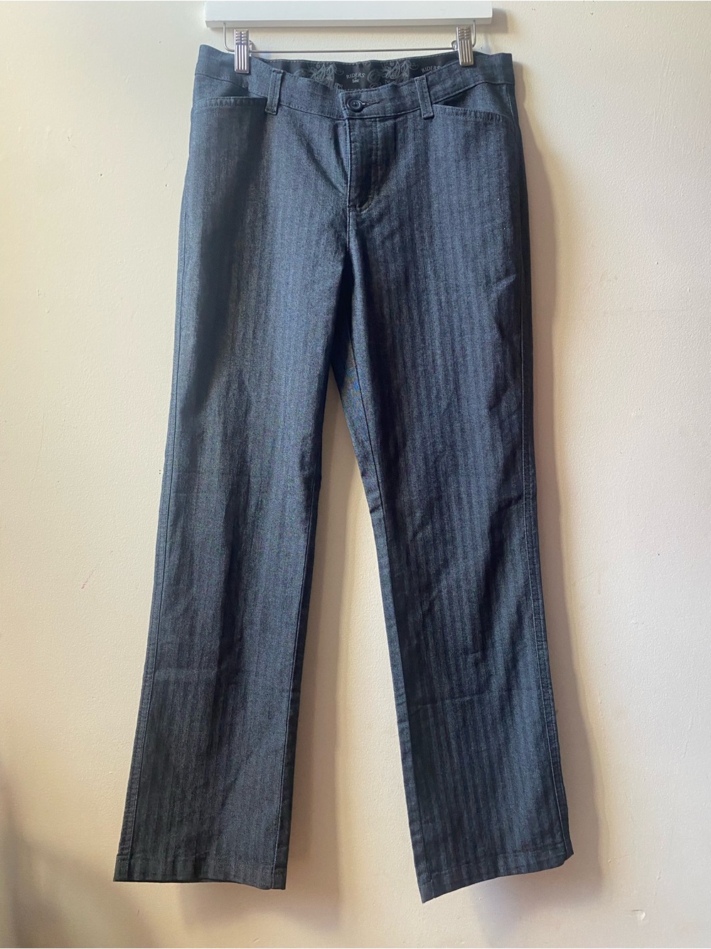 Riders by Lee Women's Dark Charcoal Pinstripe Straight-Leg Pants